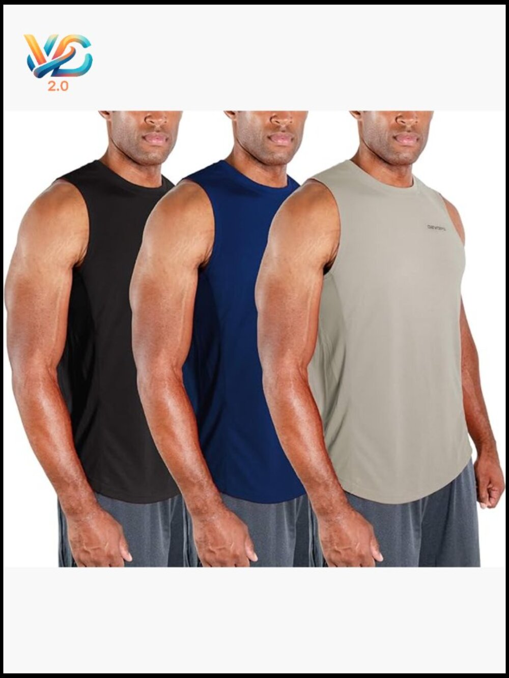3 Pack Sleeveless Muscle Tank Tops Dry Fit Quick Dry Gym Workout Athletic